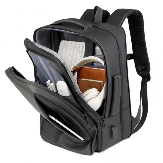 Cross-border men's double shoulder bag - waterproof leather bag for business, large capacity backpack for commuting, double shoulder bag for men