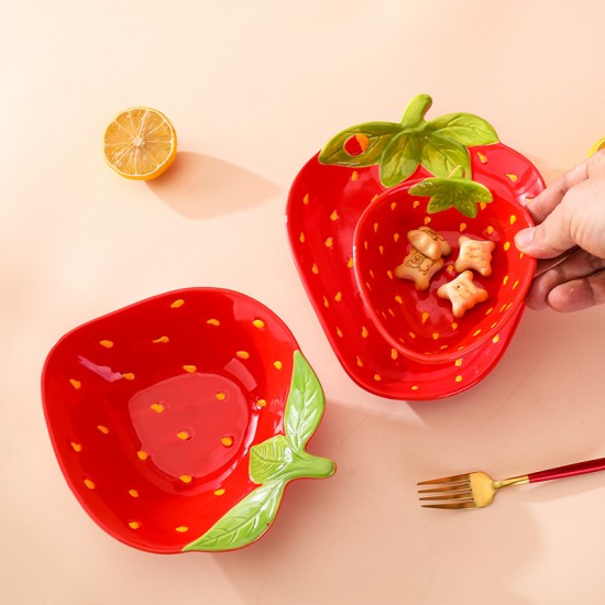 Influenceur céramique KTV snack soucoupes délicates ins air froid assiettes couverts mignon girly coeur fruit snack substitut hair