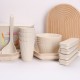 Crossover blé paille maison cuisine plats bols tasses couteaux fourchettes cuillères paupiers boîte de rangement ensemble camping voyage simple vaisselle