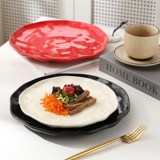 Cross-border vaisselle maison modern wind assiette simple haut de gamme assiette occidentale salade assiette de fruits haut niveau d’apparence assiette noir et blanc