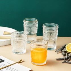 Yatra vintage embossée bordé d’or verre transparent verres à vin tasses à bière tasses à thé boissons froides tasses à thé au lait tasses à gargariser tasses à jus