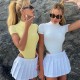 In Stock: 2025 Summer European High-Quality, Elegant, Solid-Color Strappy, Low-Back, Shapely Ruffled Puff Sleeve Formal Dress for Women