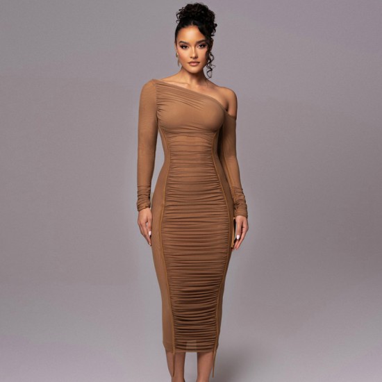 Wholesale cross-border European 2024 spring-summer new style women's pure color, curvy, heart-shaped neckline, backless, sexy, tie, pure color, one-piece dress for women.
