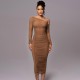 Wholesale cross-border European 2024 spring-summer new style women's pure color, curvy, heart-shaped neckline, backless, sexy, tie, pure color, one-piece dress for women.