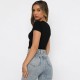Spot-on wholesale of European and American summer fashionable plain short-style bare-chest casual top with stretch and fit