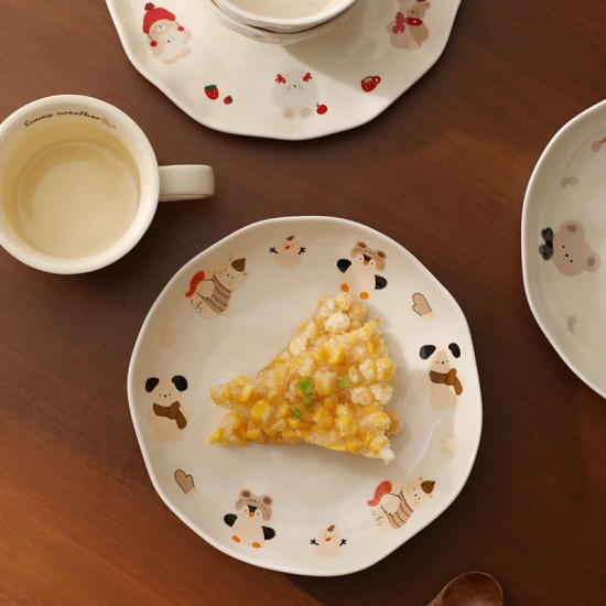 Créatif mignon spécial bon regard haut niveau d’apparence crème vent plat de cuisine maison plat de fille plat profond plat de soupe vaisselle en céramique