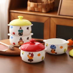 Famille céramique bol à œufs à la vapeur avec couvercle ragoûter coupe soupe coupe à la vapeur cuillère de poulet cuillère spéciale bol maison bébé accessoires vaisselle