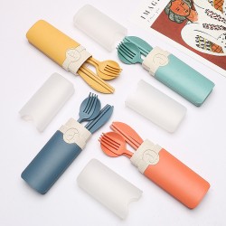 Crossover blé paille garniture couteaux fourchettes cuillères baguettes couverts 4 pièces workman étudiant extérieur maison portable vaisselle