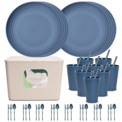Amazone paille de blé couverts assiettes bols tasses soucoupes couteaux fourchettes cuillères boîte portable ensemble cadeau nordique wind set
