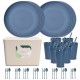 Amazone paille de blé couverts assiettes bols tasses soucoupes couteaux fourchettes cuillères boîte portable ensemble cadeau nordique wind set