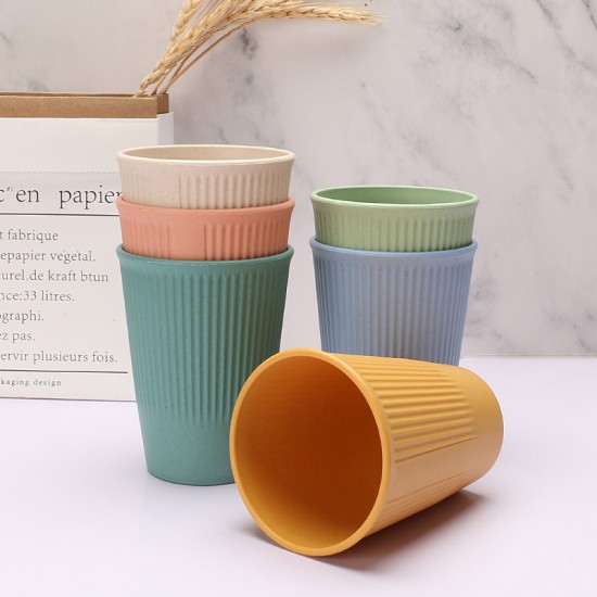 Transfrontalier tasses à paille de blé tasses d’eau à usage domestique à grain vertical brosser les dents rince-bouche tasses à boire ensemble tasses à boire tasses à café