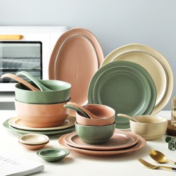 Assiettes en céramique bols maison vaisselle créative style nordique boule de riz boule de soupe plat plat plat vaisselle ensemble de soucoupes combinaison