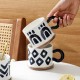 Vintage japonais peint à la main sous glaçure tasses bleues tasses à boire en céramique haut niveau d’apparence tasse à café grande capacité ensemble avec cuillère