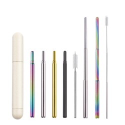 304 acier inoxydable pliable paille trois sections télescopique thé au lait creative portable outdoor set vaisselle de qualité alimentaire