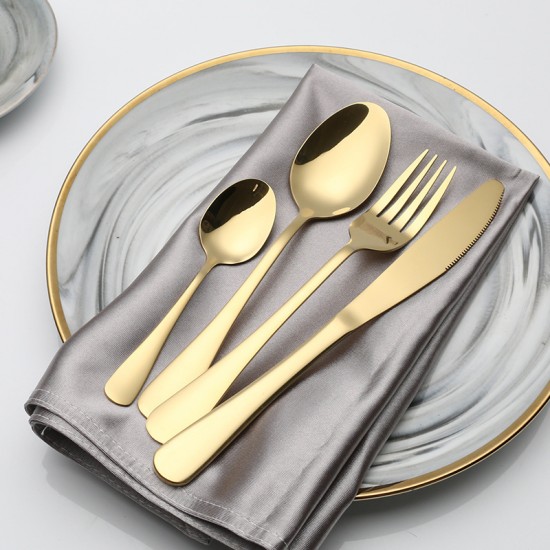 Amazone plaqué or Portugal vaisselle coffret cadeau 4/16/24 PCS set acier inoxydable maison occidental couteau fourche ensemble de cuillère