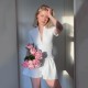 Wholesale Amazon cross-border 2025 fashionable short-sleeved, pure color, tight-fitting, elegant, backless, one-piece dress for women.