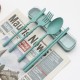 Paille de blé couverts 4 pièces set étudiant employé de bureau voyage extérieur portable couteaux fourchettes cuillères baguettes cadeaux