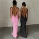 2025 Amazon cross-border summer women's fashionable dress, elegant cut-out, square-neck, slit, long-sleeved, pure color, one-piece dress for women.