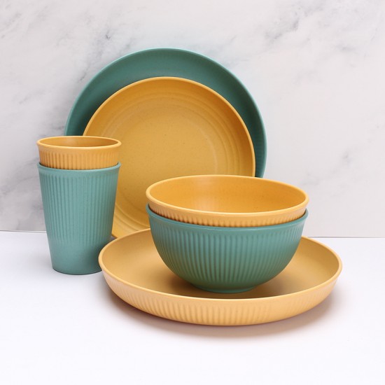 Amazone paille de blé ensemble de vaisselle assiette de repas maison bol de riz salade ronde snack bol assiette de fruits cadeaux