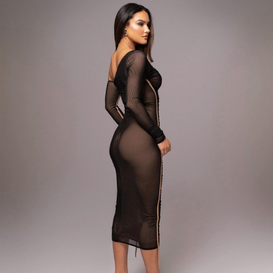 Wholesale cross-border European 2024 spring-summer new style women's pure color, curvy, heart-shaped neckline, backless, sexy, tie, pure color, one-piece dress for women.