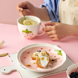 Vaisselle en céramique mignon girly heart bols fraise bols en céramique net assiettes enfants bols soupe bols assiette clear fresh air