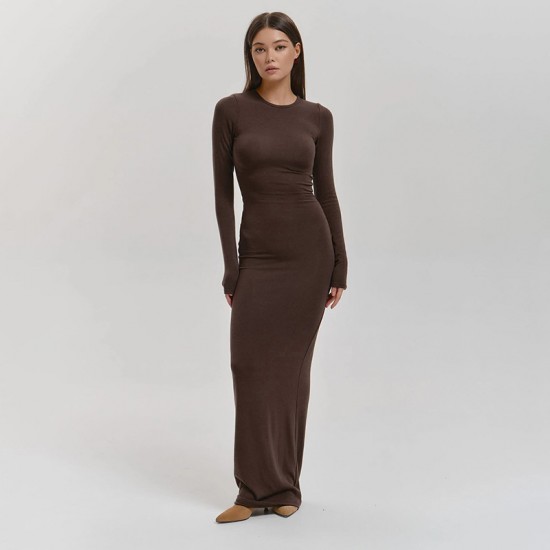Spot-on wholesale of European and American style cross-border women's summer night club dress, satin single-shoulder elegant figure-hugging backless transparent baggy dress