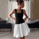 Fulfillment new European summer cross-border women's fashionable fitted patch color street pleated dress for wholesale