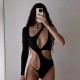 In Stock 2025 Cross-border Women's Clothing Fashion Spring-Autumn Stylish Sexy Chest-Neck Letter T-shirt as Base Layer for Wholesale