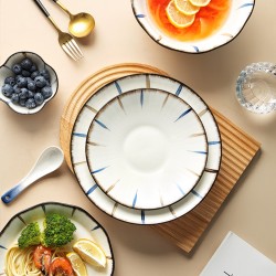 Ya kaoru style japonais vaisselle en céramique ensemble de soucoupes influenceurs peinture à la main tatouage vertical manger repas bol plat combinaison vaisselle en gros maison