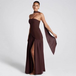2025 European/American Summer New Cross-border Fashion Sexy Deep V Neck Ruffled Backless Dress Women Wholesale