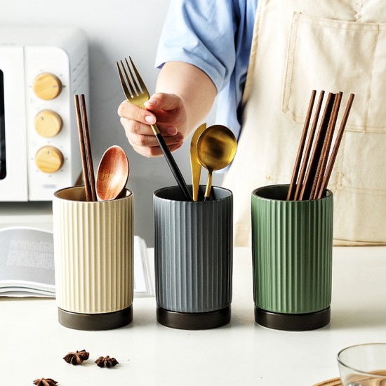 Oeillette asphalte baguettes cylindres cuisine en céramique rangement multifonctionnel pot chopes chopes cuillère à fruits couteau et fourchette rangement seau rangement de cuisine