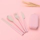 Creative blé paille pliant vaisselle étudiant portable amovible couteau fourche cuillère baguettes ensemble de vaisselle cadeau