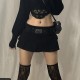 Fulfillment European autumn solid denim pleated half-length skirt for personality street hot girl cross-border women's short skirt multi-match style