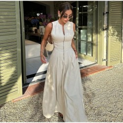 Cross-border Women's Clothing Fashion 2025 New Women's Clothing Stylish Silk Street Backless Slim Fit Elegant Style Long Dress for Wholesale
