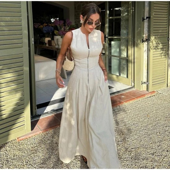 Cross-border Women's Clothing Fashion 2025 New Women's Clothing Stylish Silk Street Backless Slim Fit Elegant Style Long Dress for Wholesale