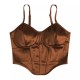 Spot-on wholesale of European and American fashionable satin fabric revealing-chest fitted sheer backless top for summer women's small top
