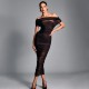 2025 New Cross-border European Fashion Elegant Sexy Evening Dress Deep V Neck Tie Neckless Transparent Solid Dress for Women Wholesale