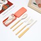 Paille de blé pliable boîte à couverts portable couteau de voyage d’extérieur fourchette cuillère chopsticks ensemble de couverts amovibles ensemble de 4 pièces