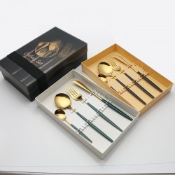 Amazon acier inoxydable coutellerie fourchette cuillère set boîte cadeau cuillère fourchette dessert western steak cutter cuillère café
