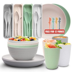 Amazone wheat paille set de vaisselle plat à manger maison bol de riz tasse d’eau outdoor camping vaisselle portable cadeau