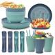 Amazone paille de blé bols tasses soucoupes assiettes pailles ensembles de couverts portatifs couteaux et fourchettes cuillères chopes chopes salade plats plats