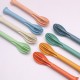 Amazon paille de blé couteau fourche cuillère ensemble de 3 pièces vaisselle ensemble 3 en 1 outdoor camping voyage vaisselle portable