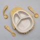 Paille de blé enfants repas assiette ensemble cartoon pingouin enfants vaisselle split plateau cuillère fourche bébé accessoires vaisselle