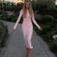 2025 Wholesale Sexy Backless One-Shoulder Sleeveless Pure Color Pleated Three-Piece Bodycon Pants for Women in Stock