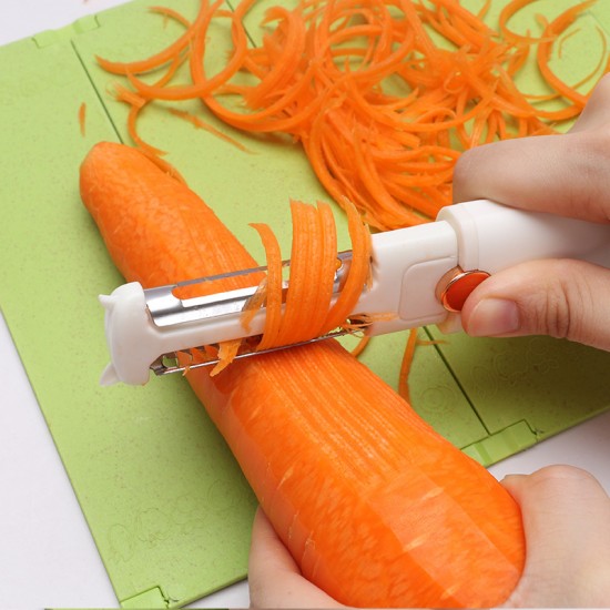Couteau à fruits multifonctionnel portable en acier inoxydable éplucheur de fruits et légumes double tête râpe à fruits décapsuleur de cuisine gadget