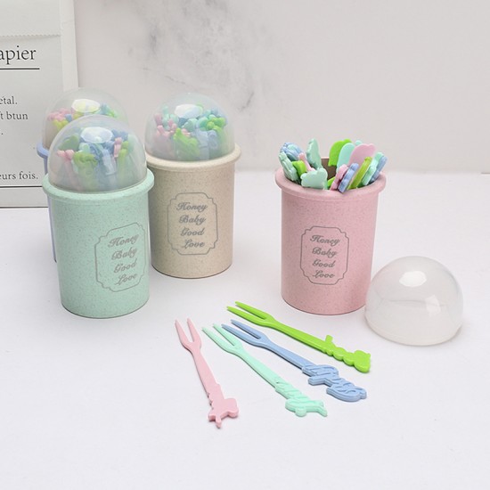 Fourche à fruits en plastique maison gâteaux snacks snacks petite fourchette cartouche de blé idées cadeaux mi-automne gâteau de lune