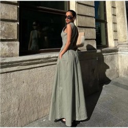 Fulfillment European cross-border new spring women's fashionable sexy elegant personality sleeveless zipper patching sequined dress for women wholesale