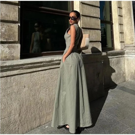 Fulfillment European cross-border new spring women's fashionable sexy elegant personality sleeveless zipper patching sequined dress for women wholesale