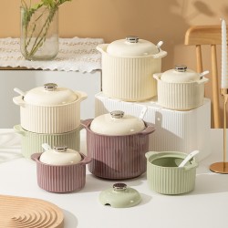 Nordic luxe crème air porc pot maison céramique résistance aux hautes températures viande pot huile piment huile cuisine condiment bouteilles et pots