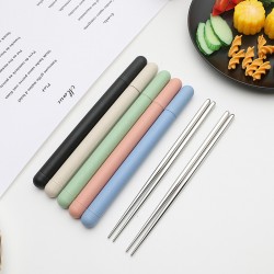 Creative 304 baguettes en acier inoxydable portable blé kit baguettes hexagonales chinoises maison hôtel baguettes cadeaux